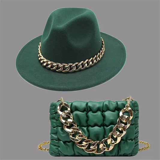 Celebrities Patchwork Chains Hat（Hat+Bag）