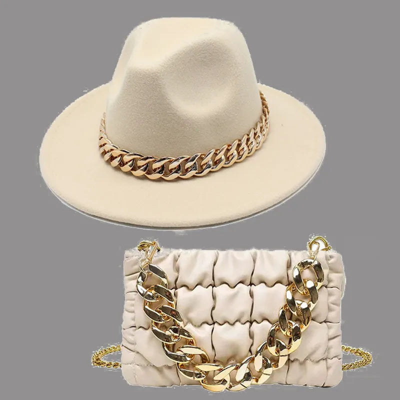 Celebrities Patchwork Chains Hat（Hat+Bag）