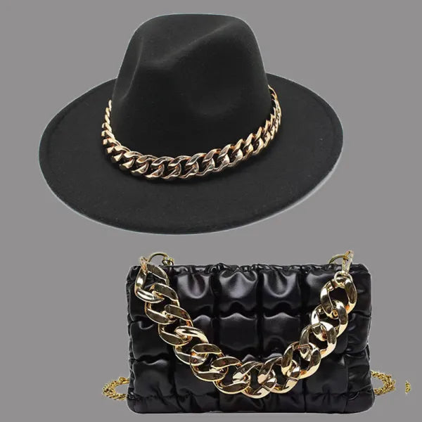 Celebrities Patchwork Chains Hat（Hat+Bag）