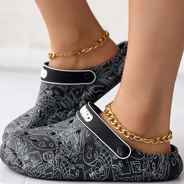 Casual Living Graffiti Patchwork Round Comfortable Shoes