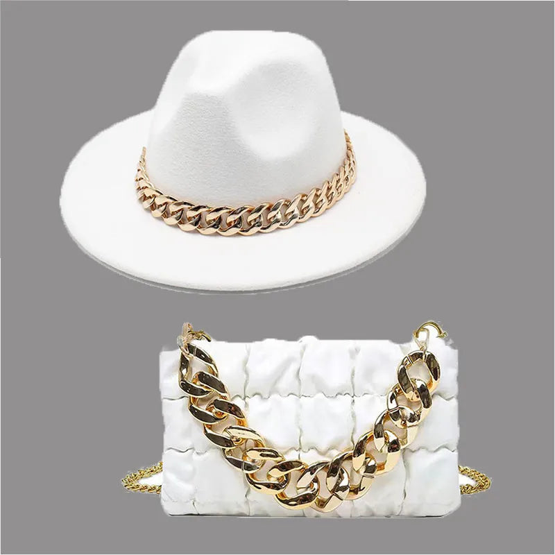 Celebrities Patchwork Chains Hat（Hat+Bag）