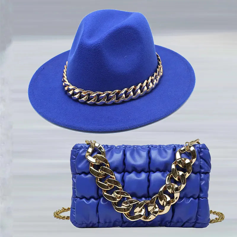 Celebrities Patchwork Chains Hat（Hat+Bag）