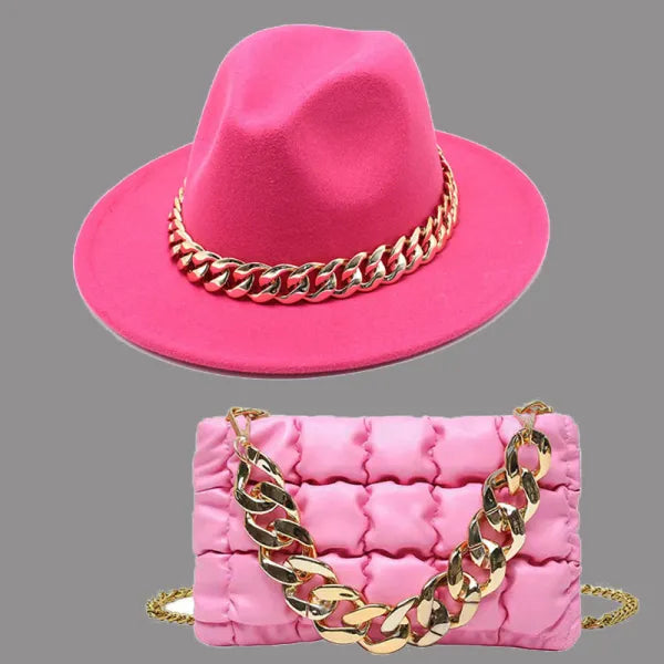 Celebrities Patchwork Chains Hat（Hat+Bag）