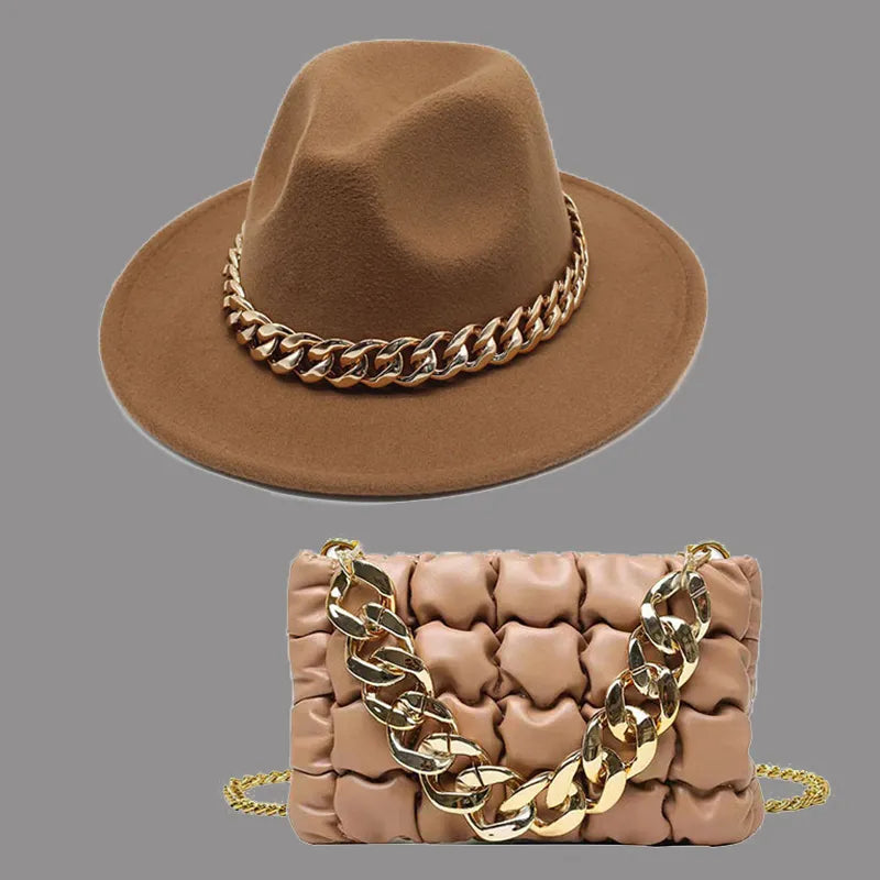 Celebrities Patchwork Chains Hat（Hat+Bag）