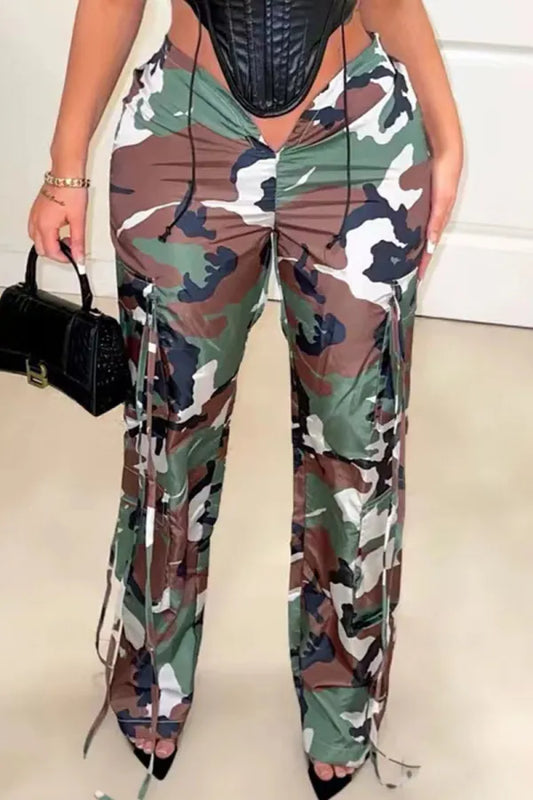 Low Waist Camouflage Print Pants