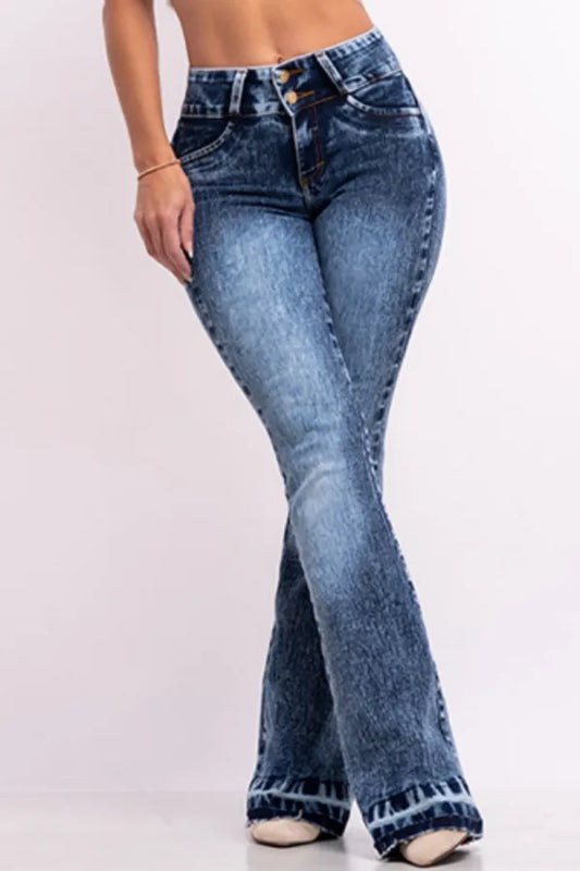 Navy Blue Casual Solid Patchwork High Waist Skinny Denim Jeans