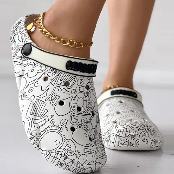 Casual Living Graffiti Patchwork Round Comfortable Shoes